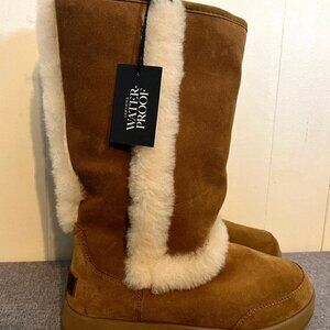UGG NEW Sundance Waterproof Suede Sheepskin Tall Boots-6.5